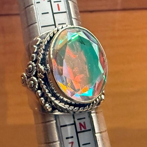 Mystic Topaz Sterling Silver Ring: Napoleon Handmade Ottoman Style Size 6 - Picture 1 of 7
